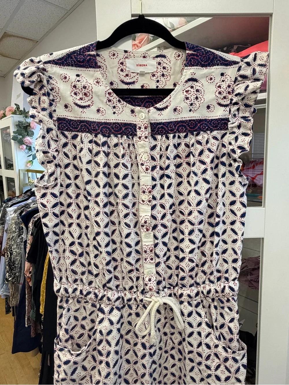 Xirena Liam Sand Castle Jumpsuit Sz M‎ Ruffle Drawstring Pockets EUC MSRP: $338